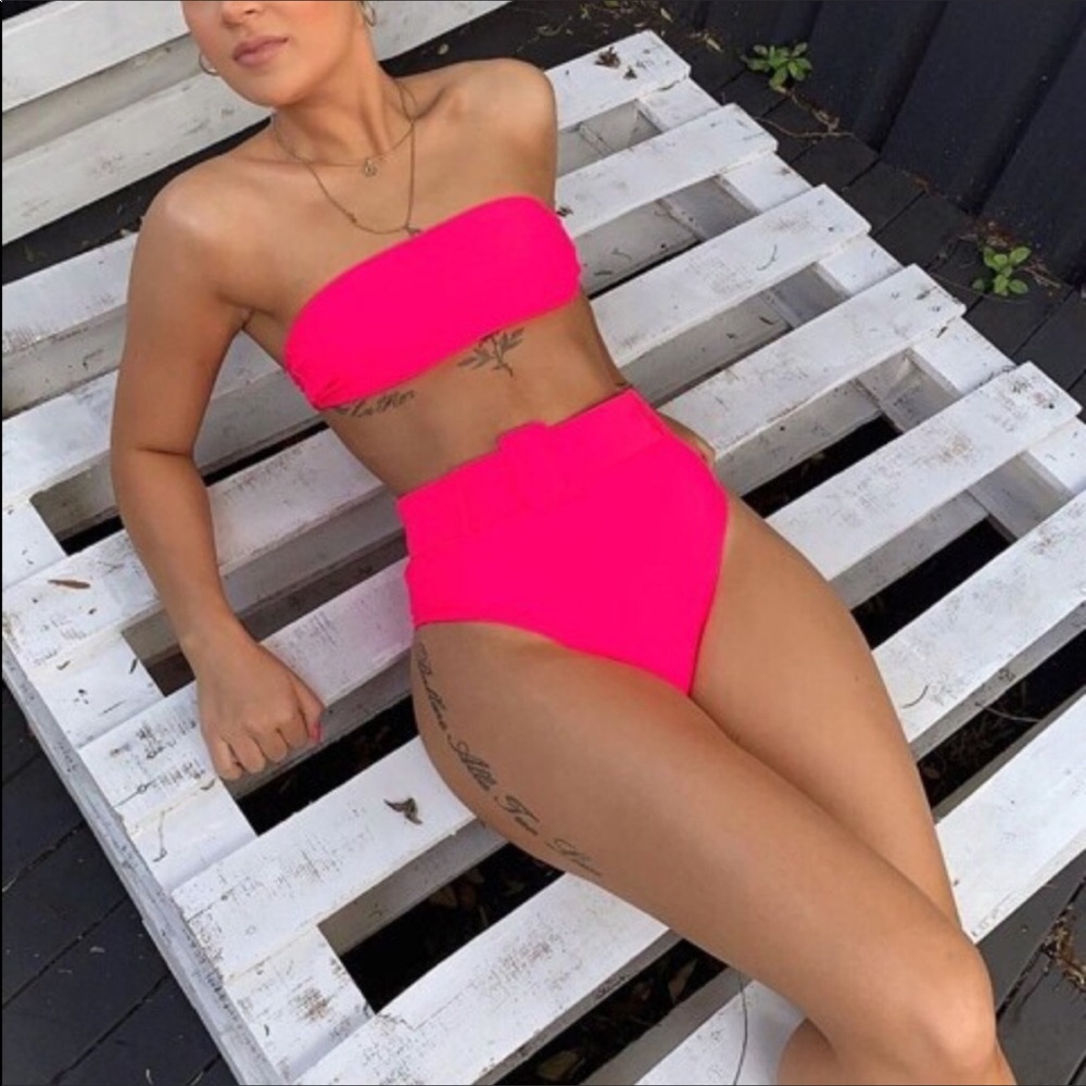 Pink Small Green Med-Large Sexy High Waist 2 Piece.                           B3 - Picture 3 of 11